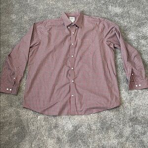 EC L.L. Bean Button Up Orange / Navy Plaid Shirt - Size XL REG